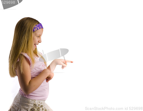 Image of Girl Pointing to White