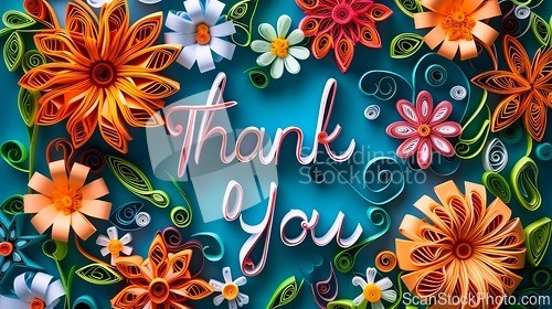 Image of Quilling Paper Art Thank you concept creative art poster.
