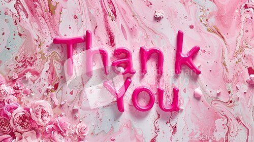 Image of Rose Marble Thank you concept creative art poster.