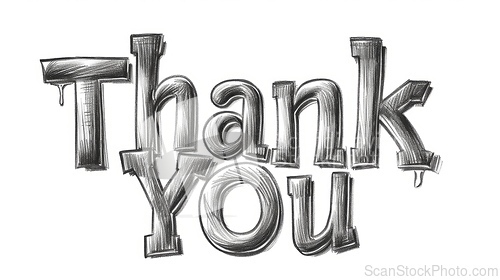 Image of Words Thank You created in Realistic Pencil Drawing.