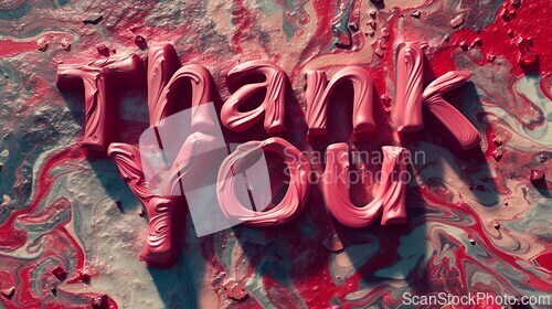 Image of Red Marble Thank you concept creative art poster.