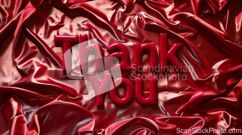 Image of Red Glossy Surface Thank you concept creative art poster.