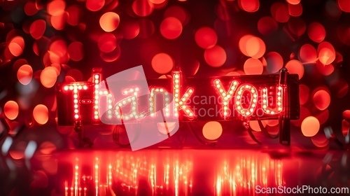 Image of Red LED Thank you concept creative art poster.