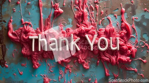 Image of Red Slime Thank you concept creative art poster.