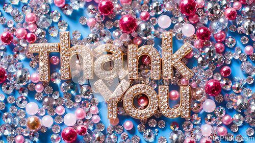 Image of Rhinestones Thank you concept creative art poster.