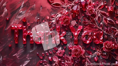 Image of Ruby Crystal Thank you concept creative art poster.