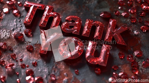 Image of Ruby Crystal Thank you concept creative art poster.