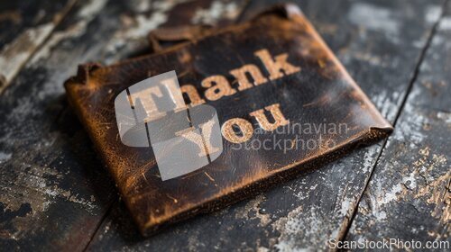 Image of Rustic Leather Thank you concept creative art poster.