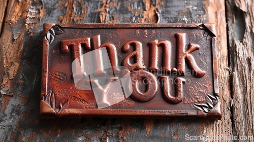 Image of Rustic Leather Thank you concept creative art poster.