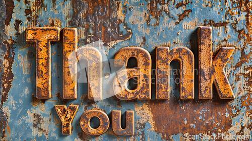 Image of Rusty Iron Thank you concept creative art poster.