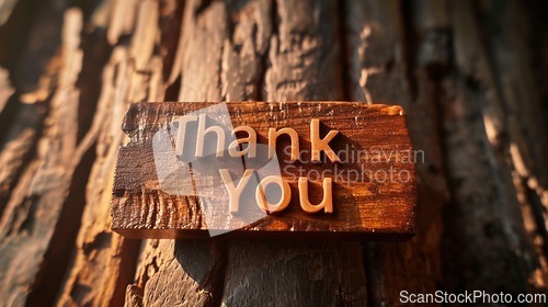 Image of Wooden Oak Thank you concept creative art poster.