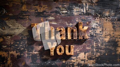 Image of Wooden Oak Thank you concept creative art poster.