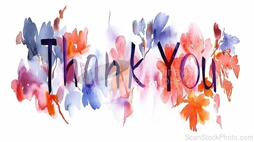 Image of Words Thank You created in Watercolor and Ink Collage.