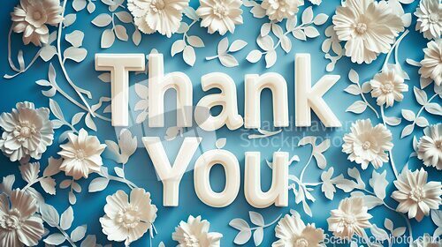 Image of White Thank you concept creative art poster.