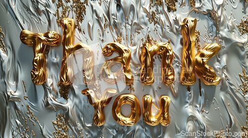 Image of White Gold Thank you concept creative art poster.