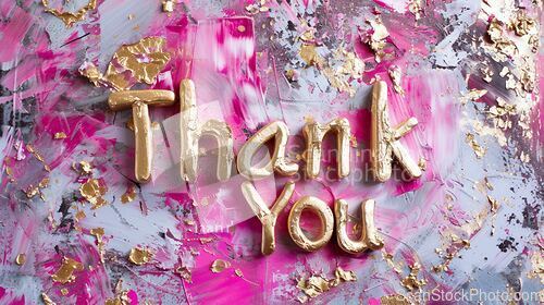 Image of White Gold Thank you concept creative art poster.