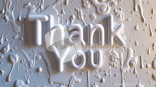 Image of White Glossy Surface Thank you concept creative art poster.