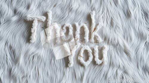 Image of White Fur Thank you concept creative art poster.