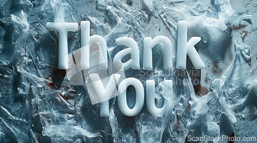 Image of White Marble Thank you concept creative art poster.