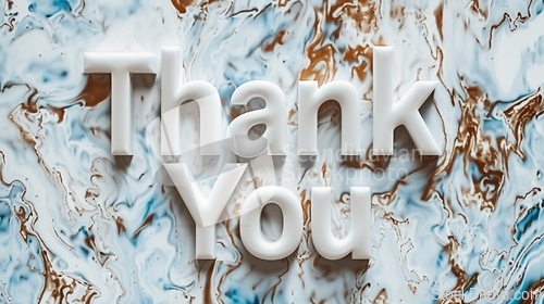 Image of White Marble Thank you concept creative art poster.