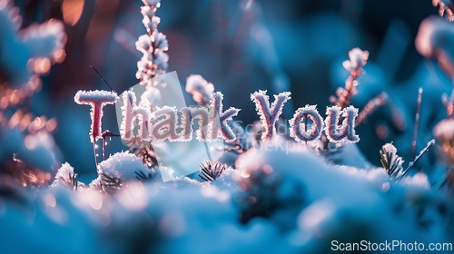 Image of Winter Thank you concept creative art poster.