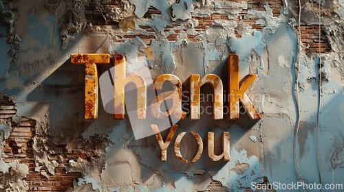 Image of Travertino Thank you concept creative art poster.