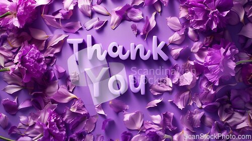 Image of Violet Thank you concept creative art poster.