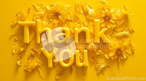 Image of Yellow Thank you concept creative art poster.