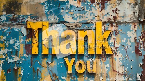 Image of Yellow Thank you concept creative art poster.