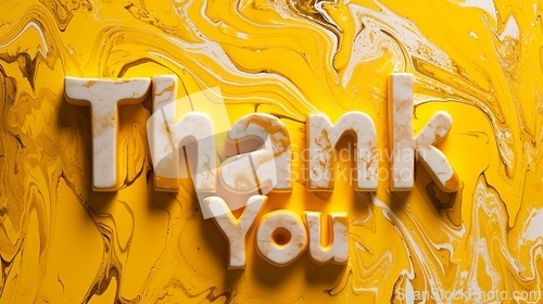 Image of Yellow Marble Thank you concept creative art poster.