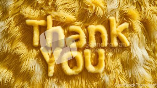 Image of Yellow Fur Thank you concept creative art poster.