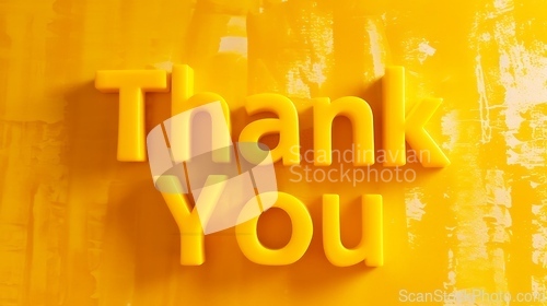 Image of Yellow Glossy Surface Thank you concept creative art poster.