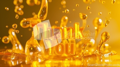 Image of Yellow Glossy Surface Thank you concept creative art poster.