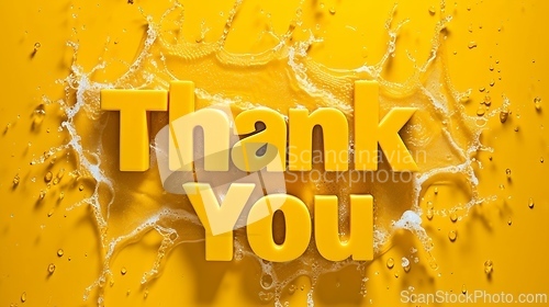 Image of Yellow Glossy Surface Thank you concept creative art poster.