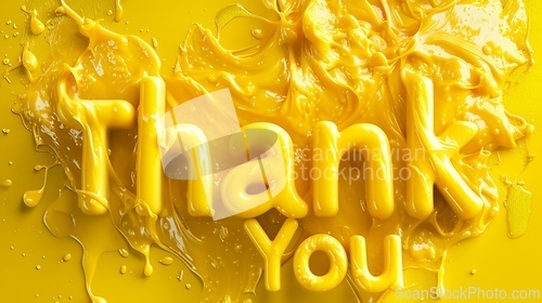 Image of Yellow Slime Thank you concept creative art poster.