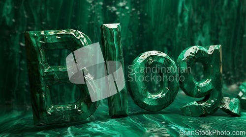 Image of Malachite Crystal Blog concept creative art poster.