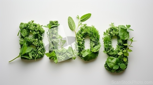 Image of The word Blog created in Mint Typography.