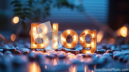 Image of Moon Light Blog concept creative art poster.