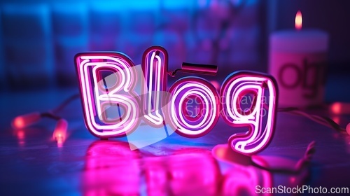 Image of The word Blog created in Neon Calligraphy.