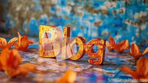 Image of Orange Blog concept creative art poster.