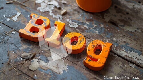 Image of Orange Blog concept creative art poster.