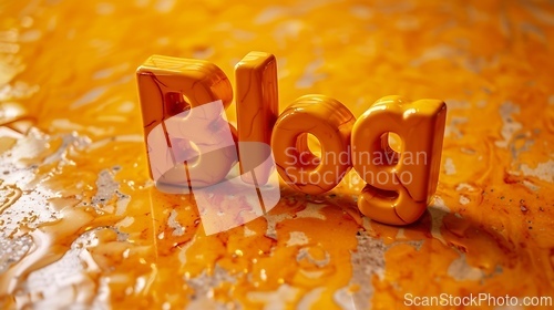 Image of Orange Marble Blog concept creative art poster.