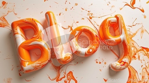 Image of Orange Marble Blog concept creative art poster.