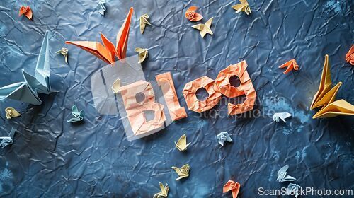 Image of Origami Blog concept creative art poster.