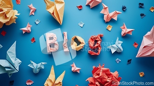 Image of Origami Blog concept creative art poster.