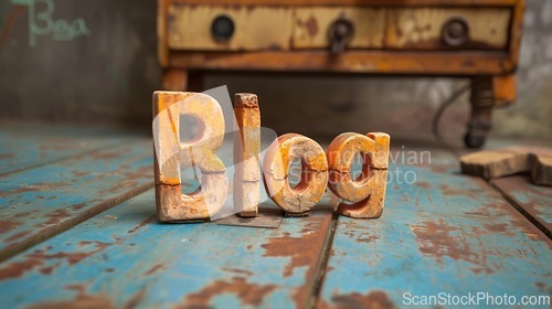 Image of Ancient Brick Blog concept creative art poster.