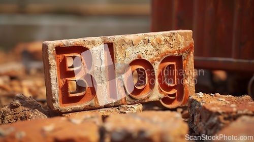 Image of Ancient Brick Blog concept creative art poster.
