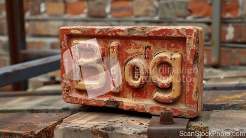 Image of Ancient Brick Blog concept creative art poster.