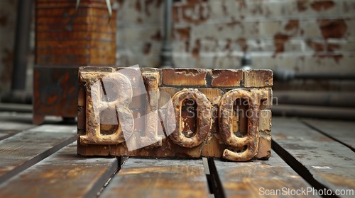 Image of Ancient Brick Blog concept creative art poster.