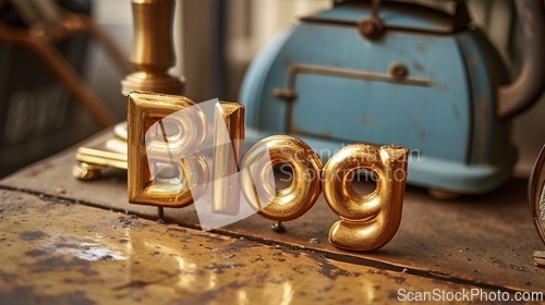 Image of Antique Gold Blog concept creative art poster.